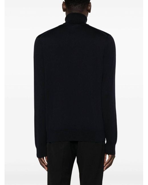 Dolce & Gabbana Blue Logo Engraved Roll-Neck Jumper for men