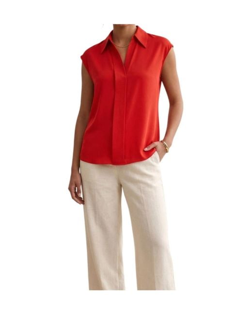 Vince Red V-Neck Blouse