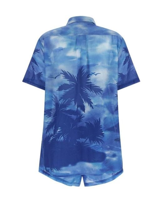 Polo Ralph Lauren Blue Palm Cotton Shirt And Shorts Set