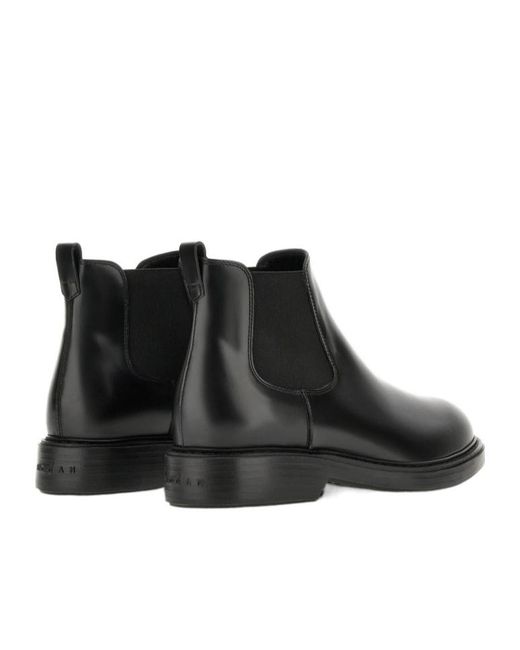 Hogan Black Round Toe Slip-On Boots for men