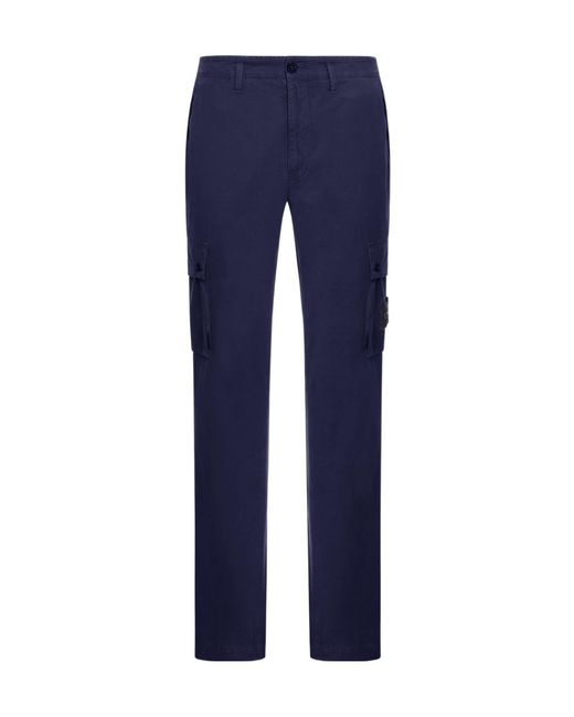 Stone Island Blue Low-Rise Slim Trousers for men