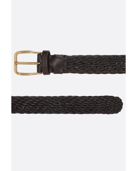 Brunello Cucinelli White Interwoven-Designed Buckled Belt for men