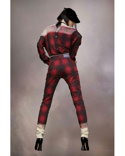 Maison Margiela Red Pendleton Checked Skinny Pants