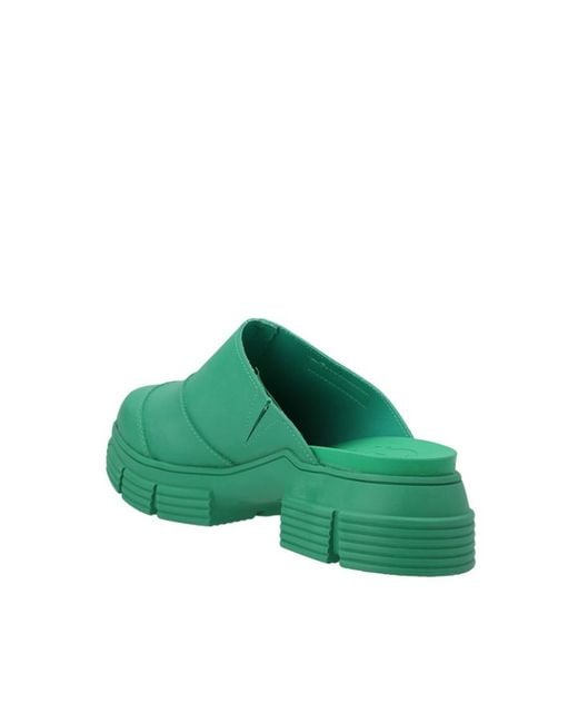 Ganni Green City Round Toe Slip-On Mules