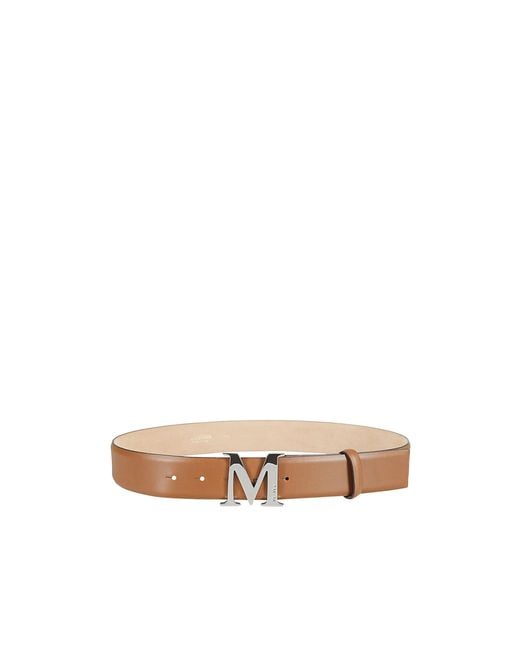 Max Mara White Logo-Buckle Leather Belt