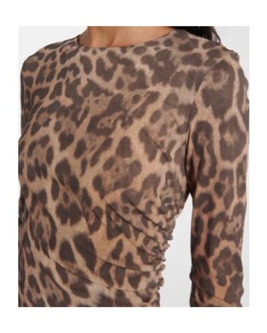 Stella McCartney Natural Leopard-Print Midi Dress