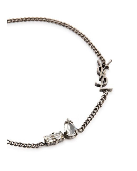 Saint Laurent Metallic Cassandre Embellished Chain Bracelet for men