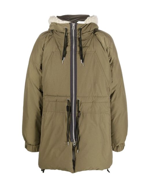 Sacai Green Hooded Padded Coat for men