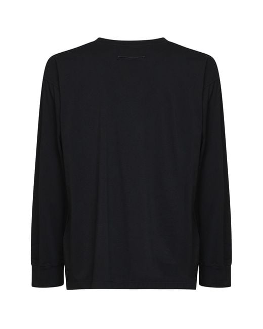 MM6 by Maison Margiela Black Logo Patch Crewneck Sweatshirt for men