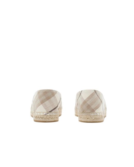 Burberry White Mews Checked Slip-On Espadrilles
