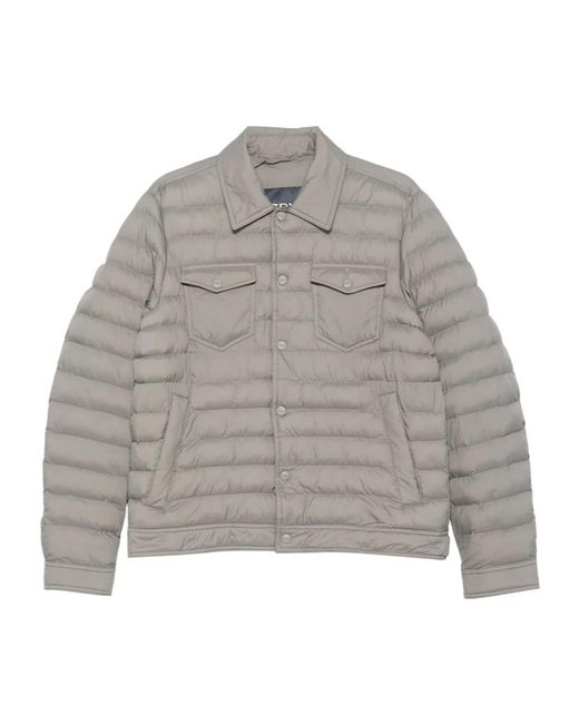Herno Gray Quilted Press-Stud Jacket for men