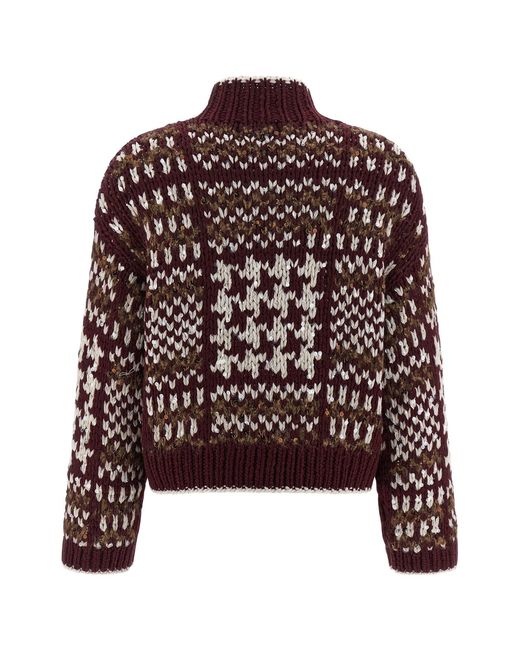 Brunello Cucinelli Purple 'opera Prince Of Wales' Sweater