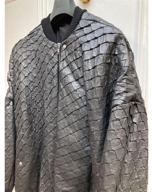 Rick Owens Black Long-Sleeved Profile Leather Jacket for men