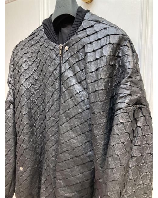 Rick Owens Black Long-Sleeved Silhouette Leather Jacket for men