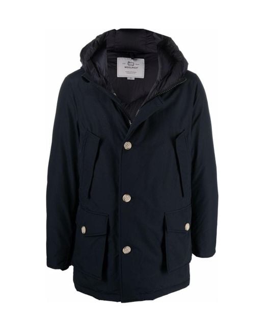 Woolrich Blue Arctic Hooded Down Coat for men