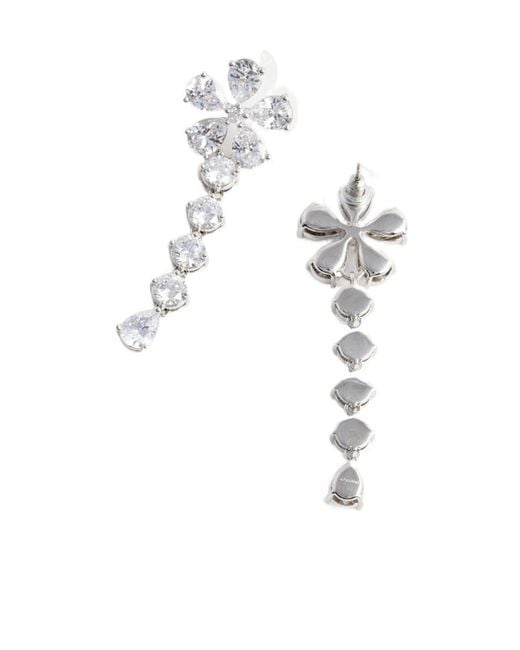 Self-Portrait White Multi Crystal Flower Dangle Earring