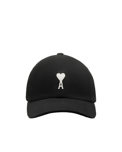 AMI Black Logo Patch Curved Peak Cap for men