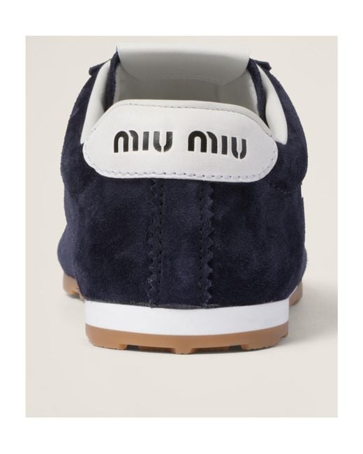 Miu Miu Blue Plume Suede Sneakers