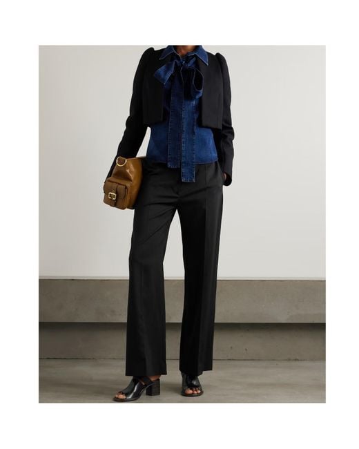 Patou Black Wide-Leg Casual Pants