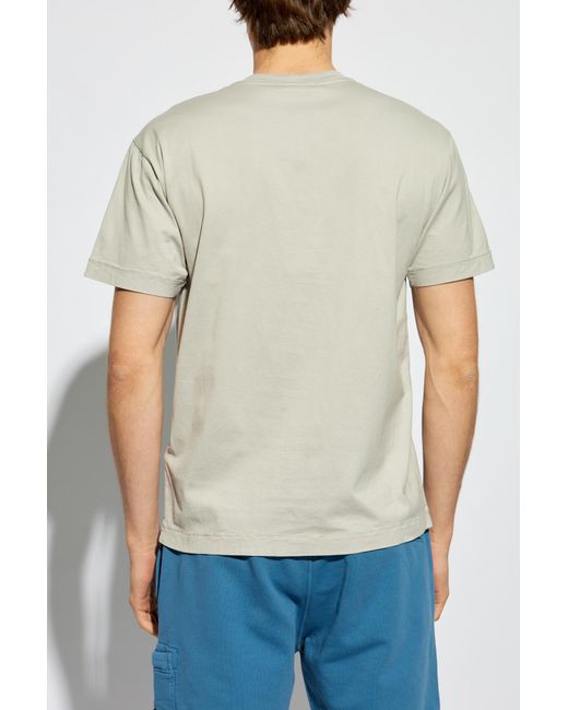 Stone Island White Compass Patch Crewneck T-Shirt for men