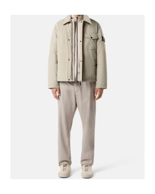 Stone Island Natural Quilted Button-Up Jacket for men