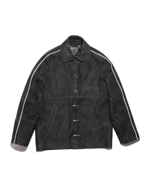 Enfants Riches Deprimes Gray Académie Side-Stripe Suede Jacket for men