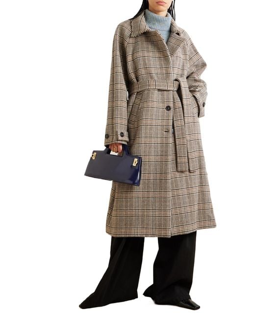 Kassl Natural Distressed Checked Belted Jacket