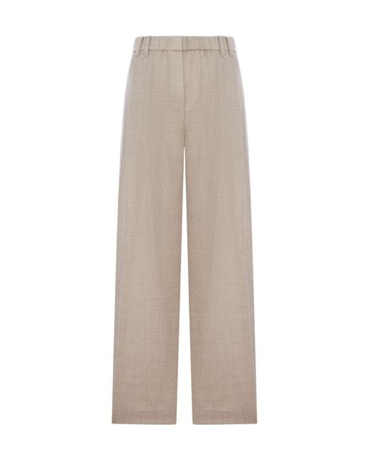 Brunello Cucinelli Natural Elastic Waist Casual Pants