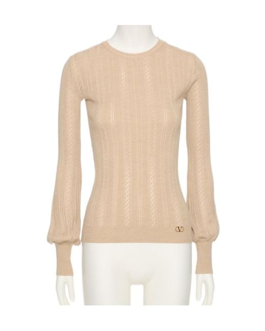 Valentino White Logo Plaque Crewneck Jumper