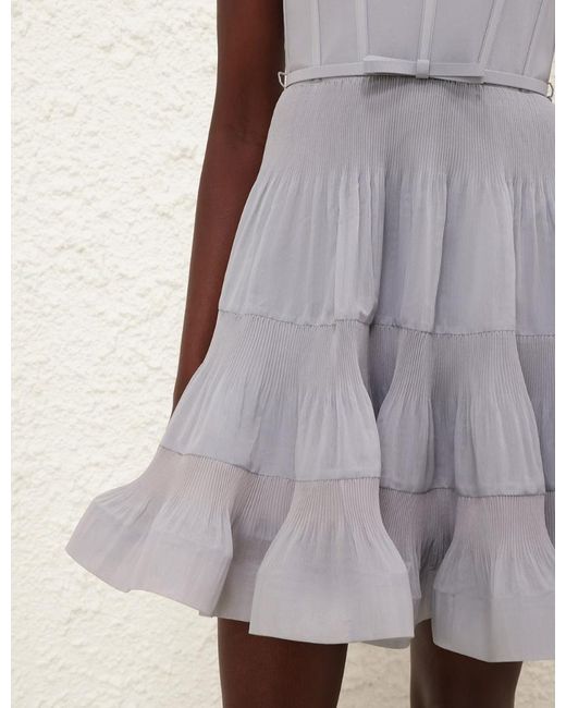 Zimmermann Gray Pleated Draped Mini Dress