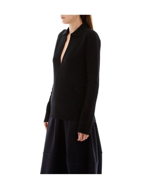 Jil Sander Black V-Neck Knitted Jumper
