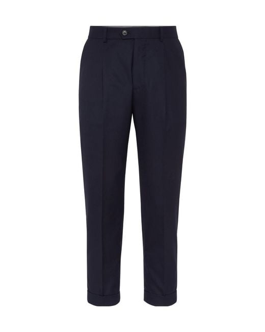 Brunello Cucinelli Blue Tapered-Leg Wool Trousers for men