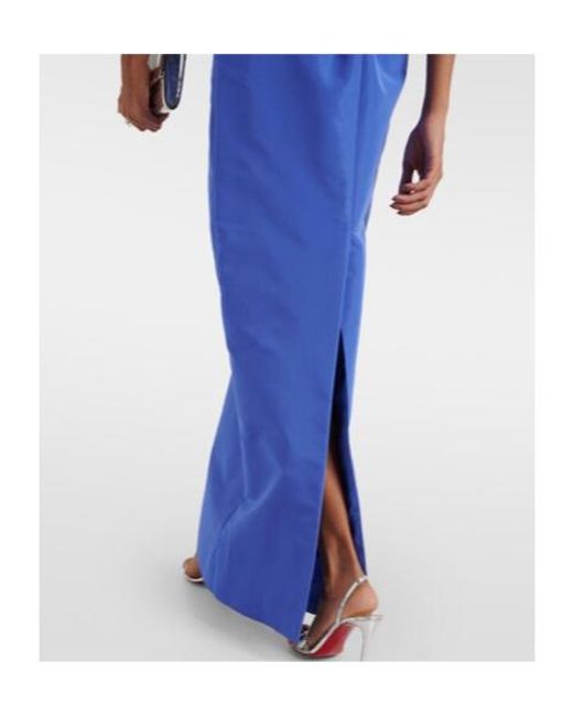 Carolina Herrera Blue Bow-Detail Silk Faille Gown