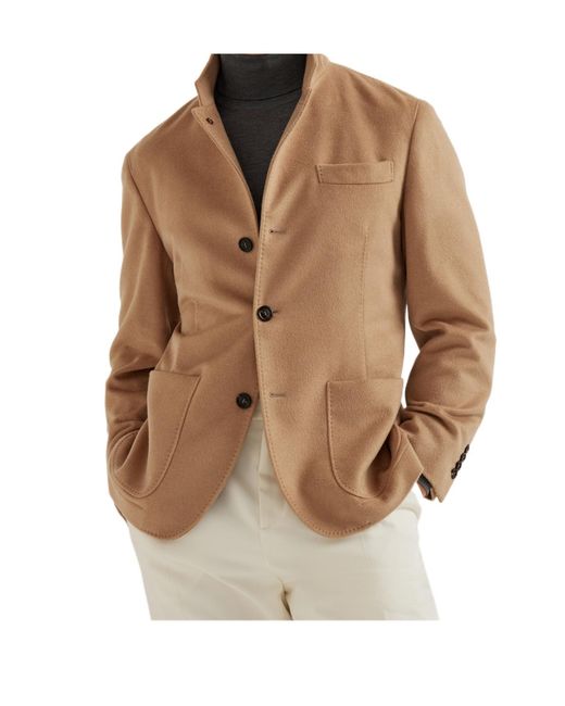 Brunello Cucinelli Brown Long-Sleeved Suit Jacket for men