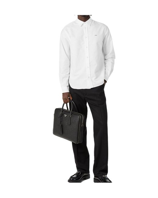 Prada White Long-Sleeve Plain Shirt for men