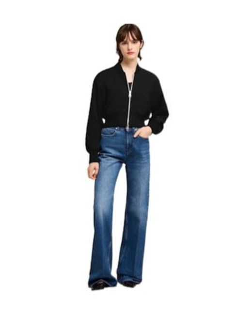 AMI Black Zip-Up Padded Bomber Jacket
