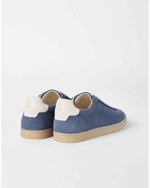 Brunello Cucinelli Blue Low-Top Lace-Up Sneakers for men