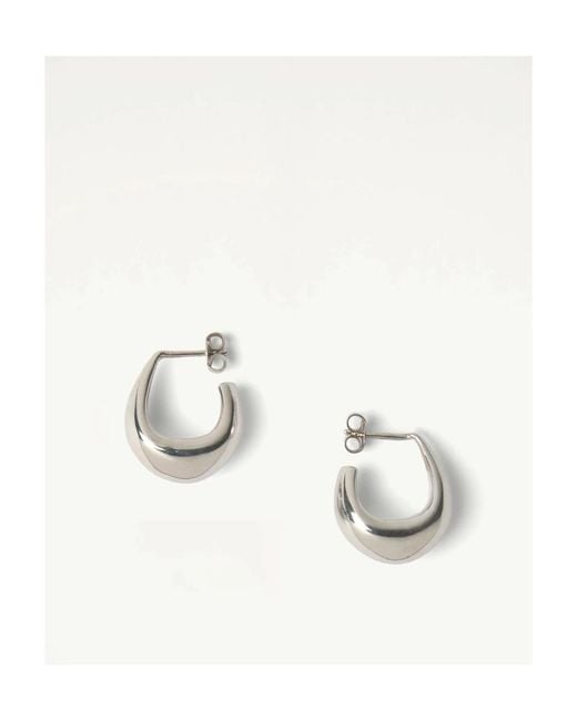 Lemaire Metallic Logo-Engraved Small Curved Drop Earrings