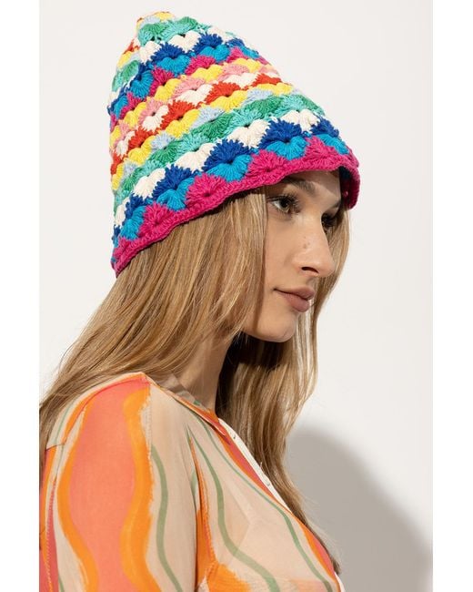 Alanui White Over The Crochet Knitted Hat