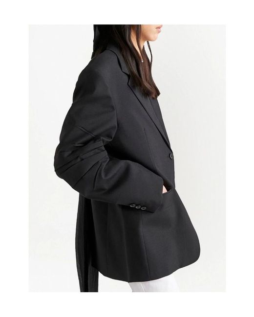 Prada Black Bow Detailed Single Breasted Coat