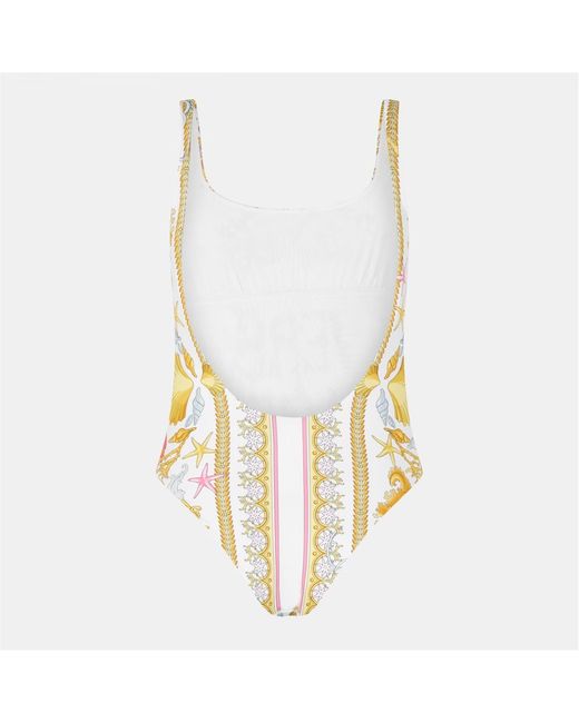 Versace Metallic Scoop Neck Swimsuit, Scoop Neck Design