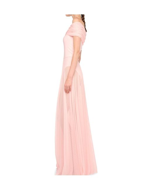 Norma Kamali Pink Cowl-Neck Maxi Dress