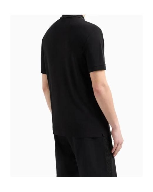 EA7 Black Logo-Print Polo Shirt for men