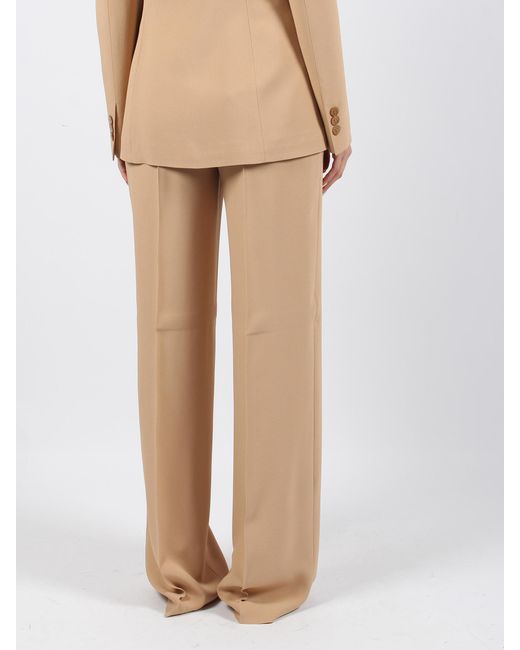 Alberta Ferretti Natural High-Waist Wide-Leg Palazzo Trousers