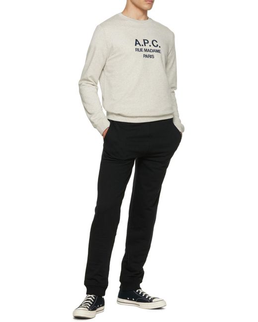 A.P.C. Gray Logo Printed Crewneck Sweatshirt for men