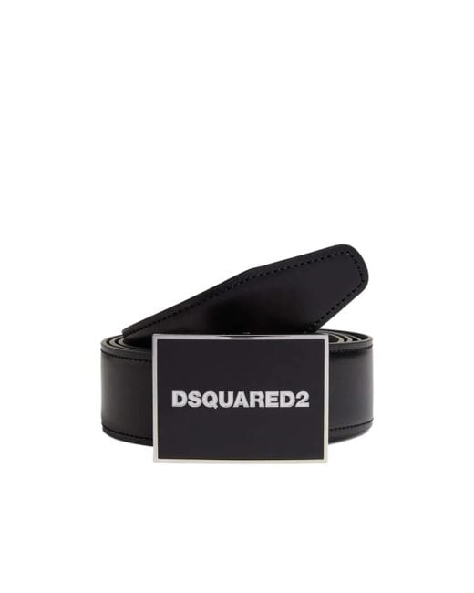 DSquared² Black Logo Plaque Buckle Belt for men