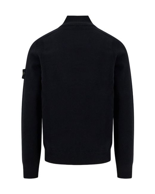 Stone Island Blue Half-Button Knitted Jumper for men
