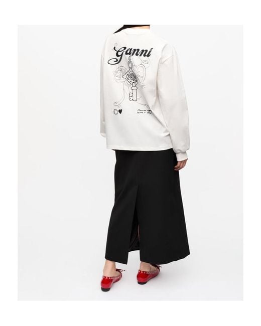 Ganni White Re-Cut Heavy Long Sleeve T-Shirt