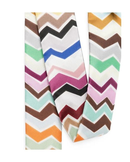 Missoni White Zig-Zag Pattern Scarf