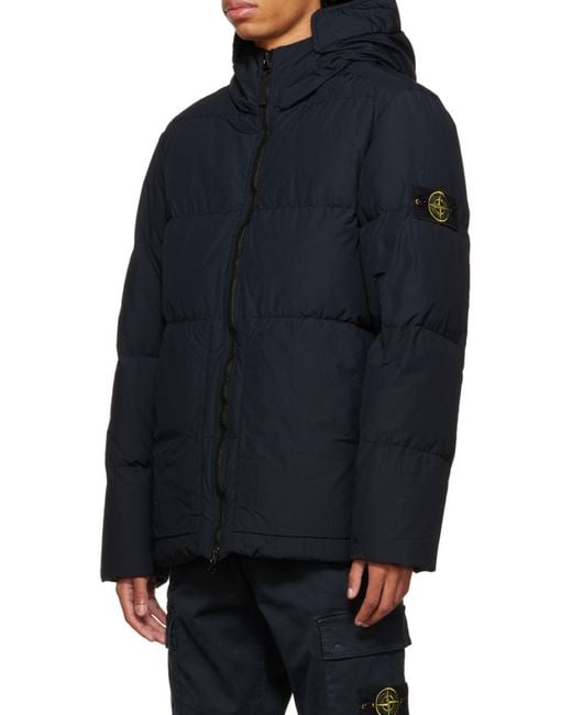Stone Island Blue Compass-Patch Puffer Jacket for men
